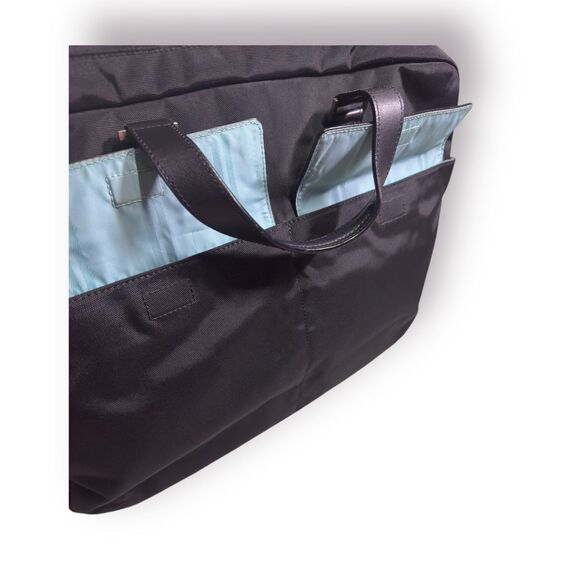 TUMI Black Ballistic Nylon & Leather Slim Satchel Padded 15" Laptop Shoulder Bag - Picture 6 of 8